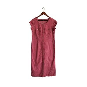 Isabella‎ Bird Red White Striped Cotton Button Front Midi Dress Womens 14